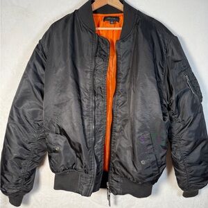 Ring of Fire Black Bomber Jacket with Orange Interior
